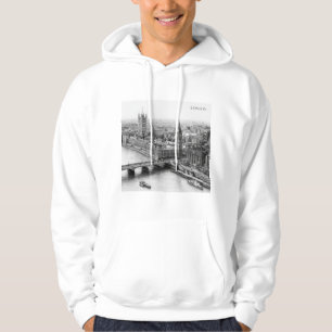 London Bleistiftzeichnung in Schwarz-Weiß Hoodie