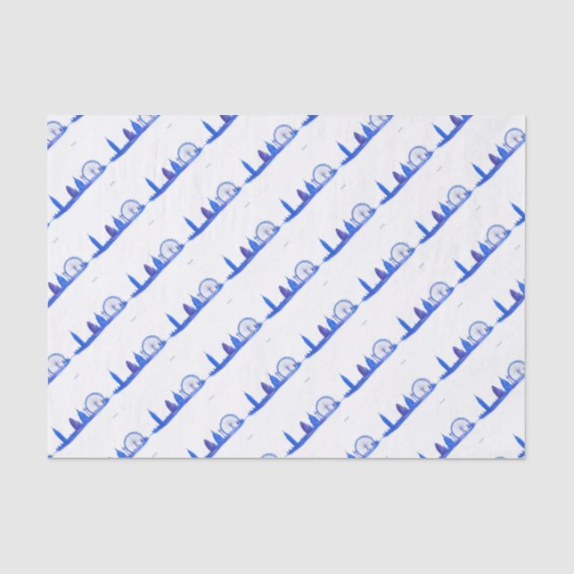 London Blue England Musterskyline Cool Trendy Seidenpapier (Vorderseite)