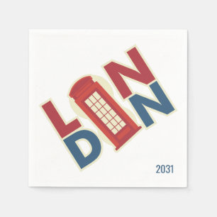 London Blue Red Custom Serviette