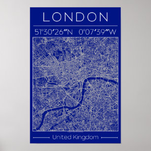 London Blueprint Stadtplan Poster Minimal UK