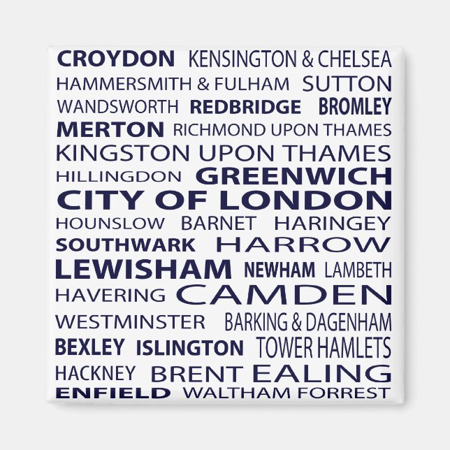 London Boroughs Magnet (blanc) (Devant)