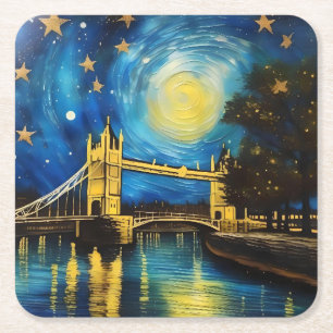 London Bridge Acrylic Art Rechteckiger Pappuntersetzer