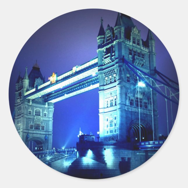 London Bridge bei Nacht Runder Aufkleber (Vorderseite)