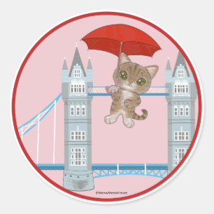 London Bridge Cat Runder Aufkleber