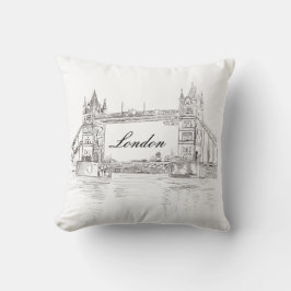 London Bridge Gray Ink architektonische Darstellun Kissen