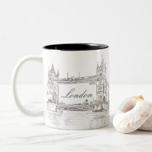 London Bridge Gray Ink Zeichnend Architektur Zweifarbige Tasse