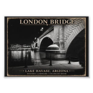 London Bridge Schwarz & Weiß Nacht Fotodruck