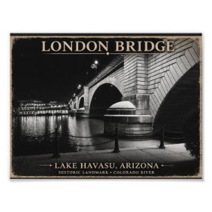 London Bridge Schwarz & Weiß Nacht Fotodruck