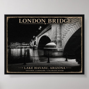 London Bridge Schwarz & Weiß Nacht Poster
