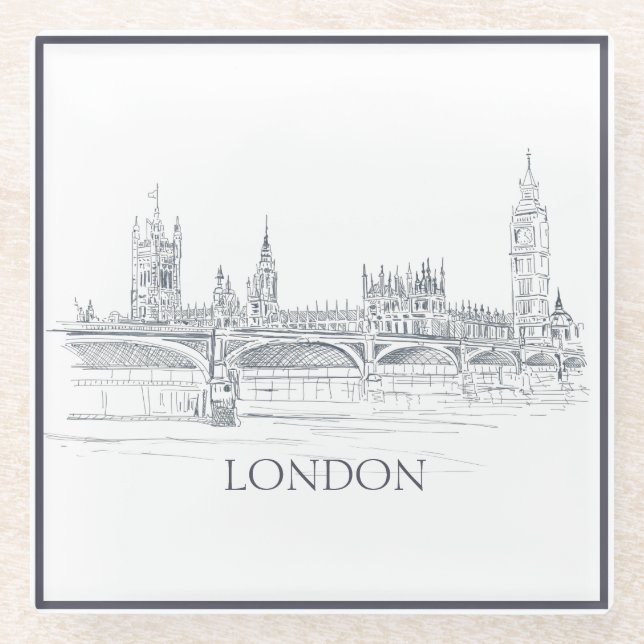 London Bridge und Big Ben Iconic London Skyline Glasuntersetzer (Vorderseite)