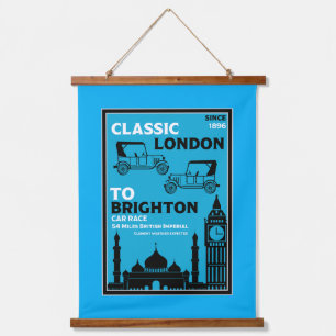London Brighton Oldtimer-Autorallye Wandteppich Mit Holzrahmen