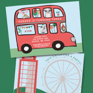 London - British Bus zum Geburtstag Einladung