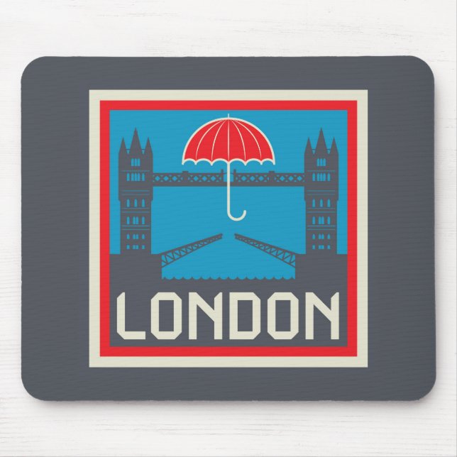 London-Brücke mit Regenschirm Mousepad (Vorne)