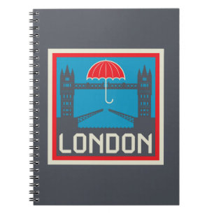 London-Brücke mit Regenschirm Notizblock