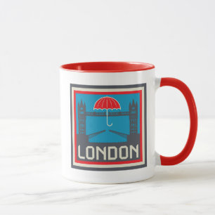 London-Brücke mit Regenschirm Tasse