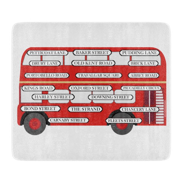 London Bus & berühmte Straßennamen Schneidebrett (Vorderseite)