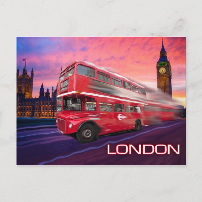 London Bus & Big Ben Postkarte (Vorderseite)
