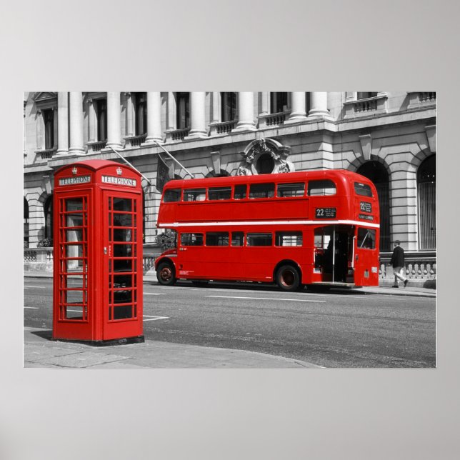 London Bus & Red Telefone Box Poster (Vorne)