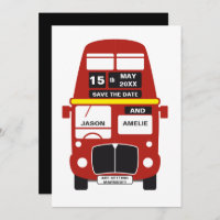 London Bus Save the Date Black