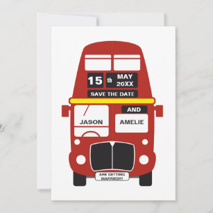 London Bus Save the Date Karte personalisiert