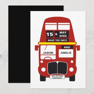 London Bus Save the Date Karte Schwarz