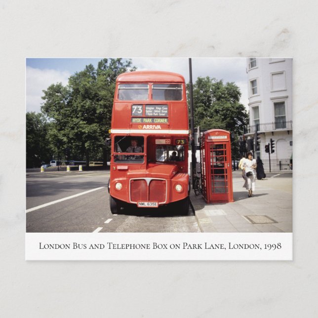 London Bus & Telefone Box Central London 1998 Postkarte (Vorderseite)