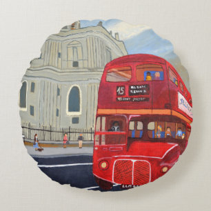 London Bus Throw Pillow Rundes Kissen