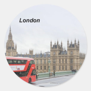London-Bus u. Big Ben (St.K) Runder Aufkleber