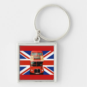 London Bus und Britische Flagge Schlüsselanhänger
