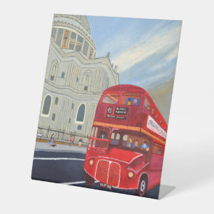 London Bus und St. Paul's Cathedral Stand Pedestal Sockelschild