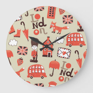 London Childish: Funny Pattern Design Große Wanduhr