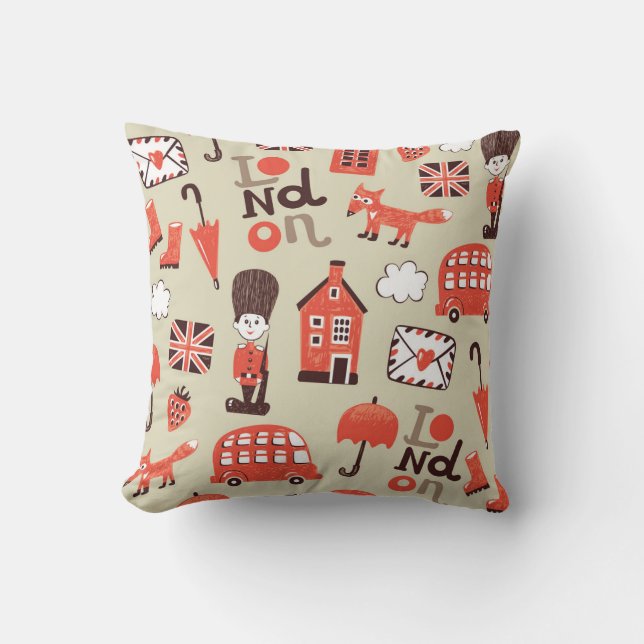 London Childish: Funny Pattern Design Kissen (Vorderseite)