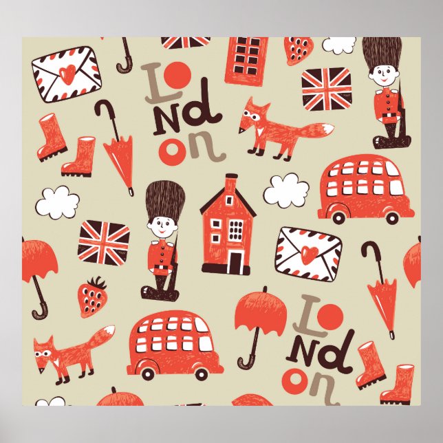London Childish: Funny Pattern Design Poster (Vorne)