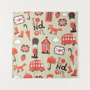 London Childish: Funny Pattern Design Wandteppich