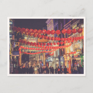 London China Town rote Laternen bei Nacht Foto Postkarte