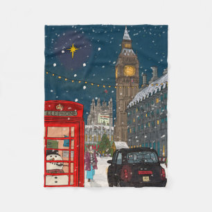 London Christmas Night Cityscape Retro inspiriert Fleecedecke
