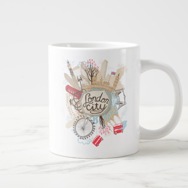 London City Doodle Art Jumbo-Tasse (Rechts)