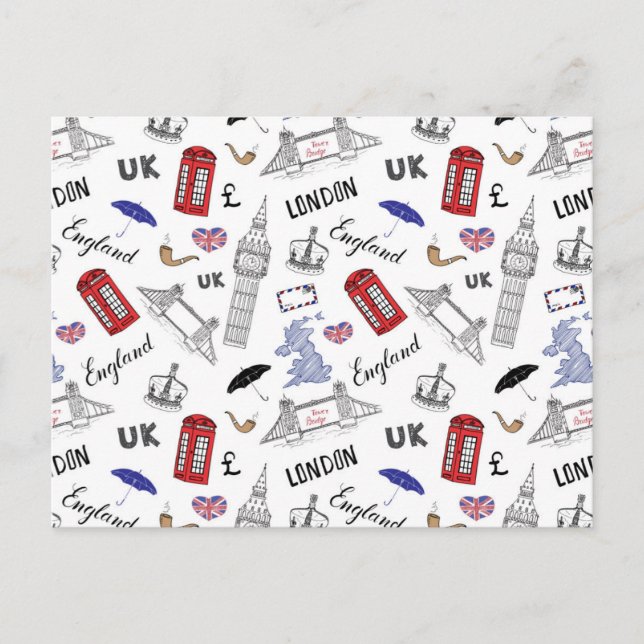 London City Doodles Pattern Postkarte (Vorderseite)