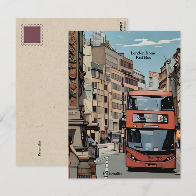 London City Iconic Red Bus England Personal Postkarte (Vorne/Hinten)