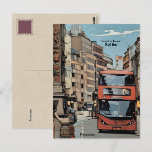 London City Ikonischer roter Bus England Persönlic Postkarte
