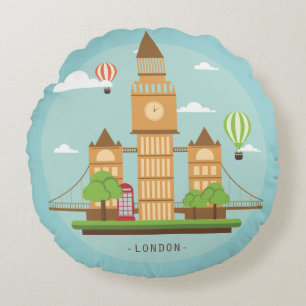 London City Illustration Rundes Kissen