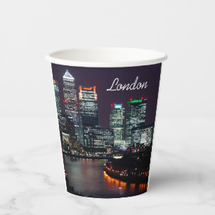 London City Night Skyline UK Travel Pappbecher