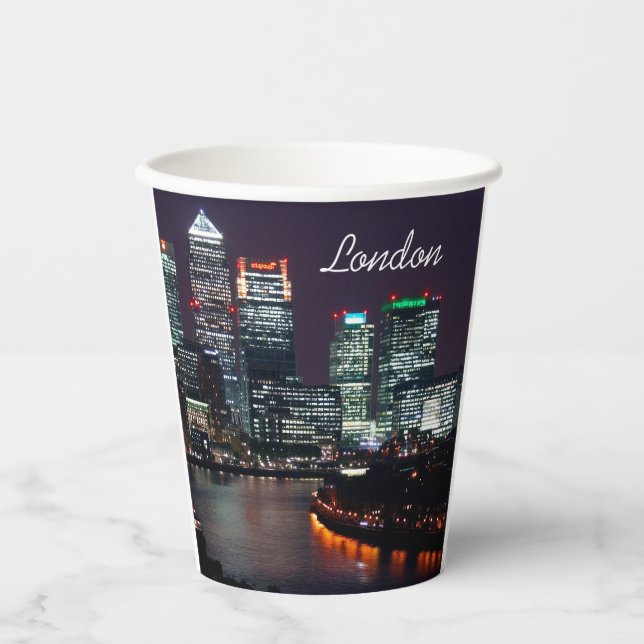 London City Night Skyline UK Travel Pappbecher (Vorderseite)