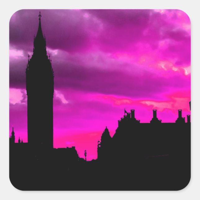 London City Sunset Quadratischer Aufkleber (Vorderseite)