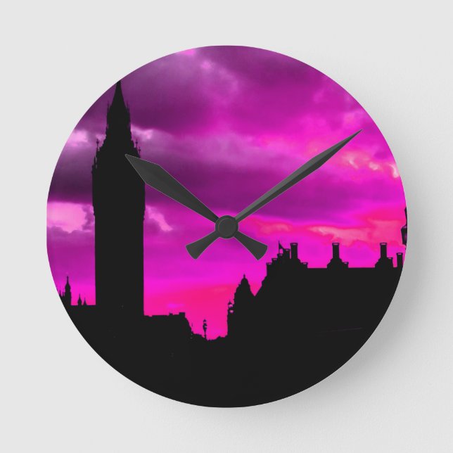 London City Sunset Runde Wanduhr (Vorderseite)