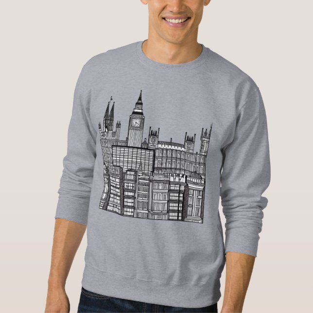 London Cityscape Black and White Sweatshirt (Vorderseite)