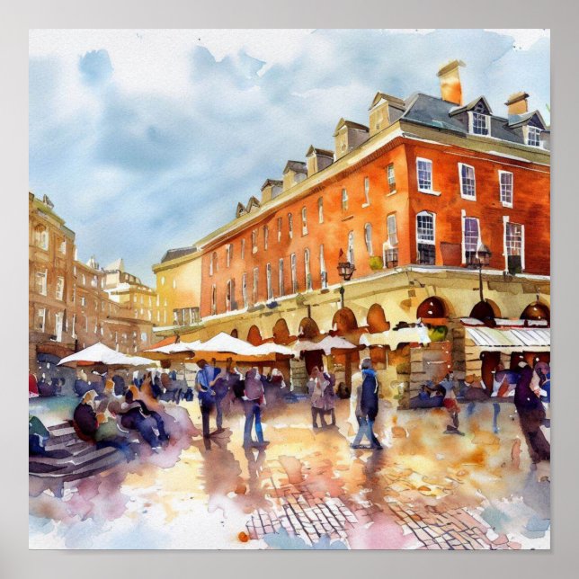 London - Covent Garden Piazza, (A), Aquarell Poster (Vorne)