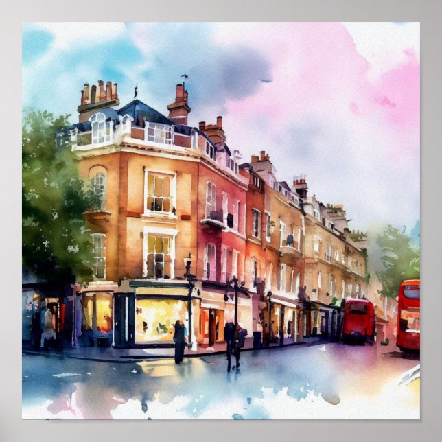 London - Covent Garden Piazza, (C), Aquarell Poster (Vorne)