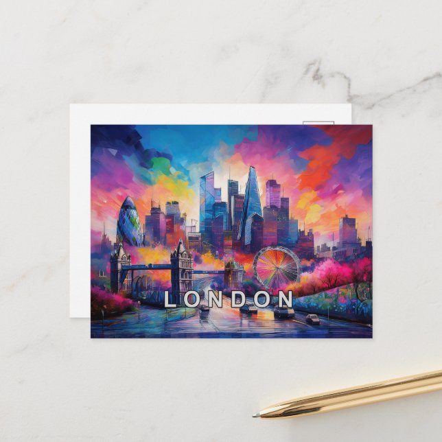 London Das große Rauchen Postkarte (Vorderseite/Rückseite Beispiel)