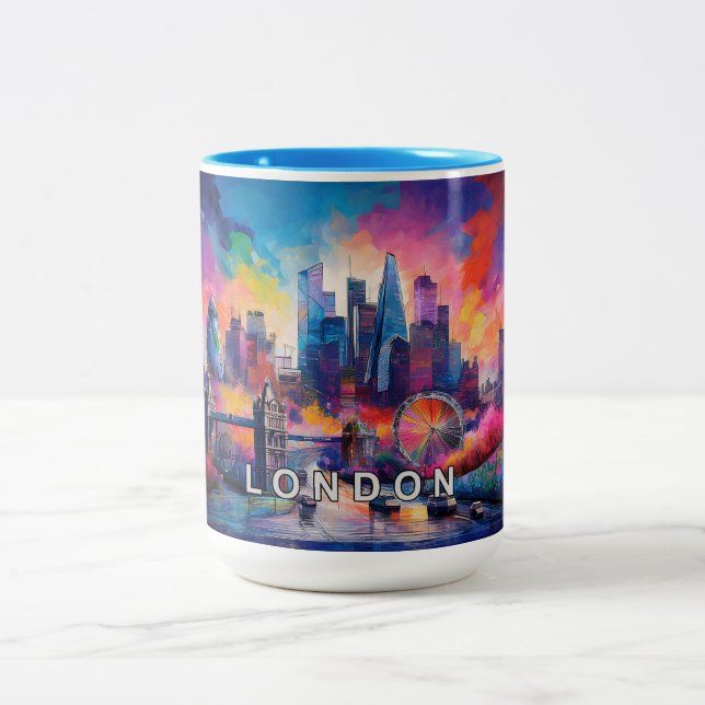 London Die große Rauchskyline Zweifarbige Tasse (Mittel)